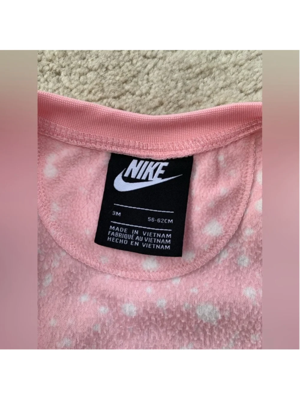 Nike Size 3 Months Pink Fleece Zip Sleeper Footie Pajamas